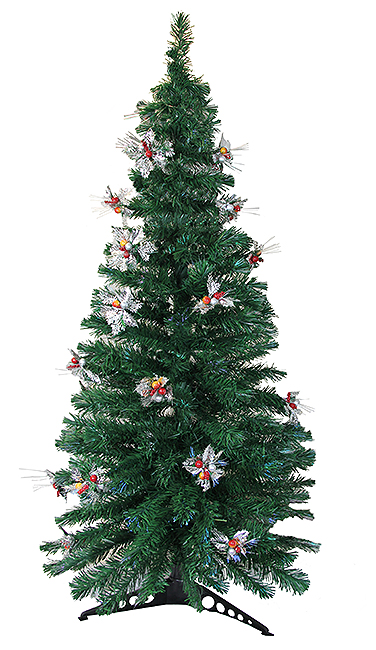 6 ft. Pre-Lit Fiber Optic Artificial Christmas Tree With Silver Holly - Multi