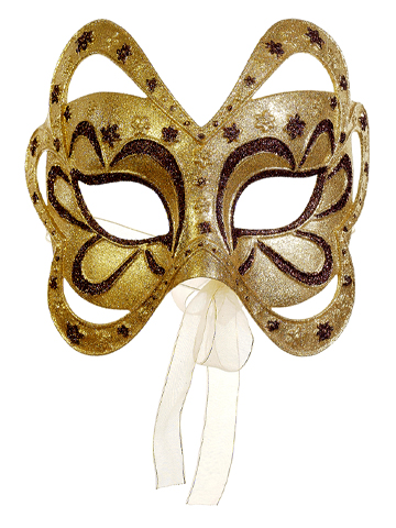 6.75 In. Gold & Brown Glittered Floral Masquerade Mask Christmas Ornament