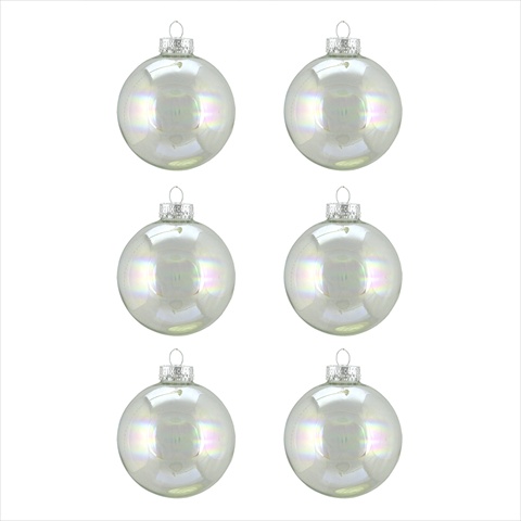 2.5 In. Clear Irridescent Glass Ball Christmas Ornaments, 6 Count