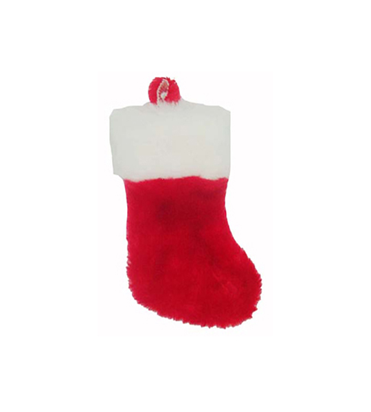 7 In. Traditional Red Mini Plush Stocking With Extended Cuff