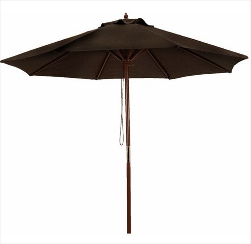 9 In. Outdoor Patio Market Umbrella - Brown And Cherry Wood