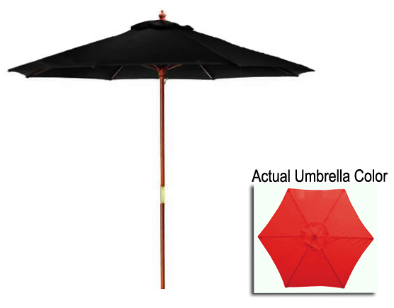 9 In. Outdoor Patio Market Umbrella - Red And Cherry Wood