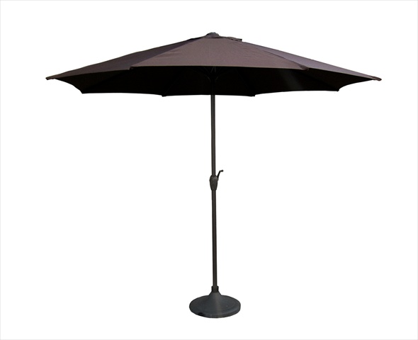 9 In. Outdoor Patio Market Umbrella With Hand Crank And Tilt - Brown And Black
