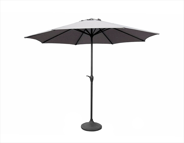 9 In. Outdoor Patio Market Umbrella With Hand Crank And Tilt - Gray