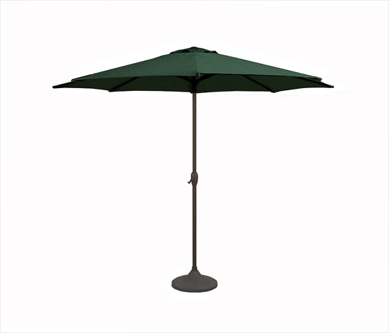 9 In. Outdoor Patio Market Umbrella With Hand Crank And Tilt - Hunter Green & Black