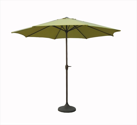 9 In. Outdoor Patio Market Umbrella With Hand Crank And Tilt - Sage & Brown And Black