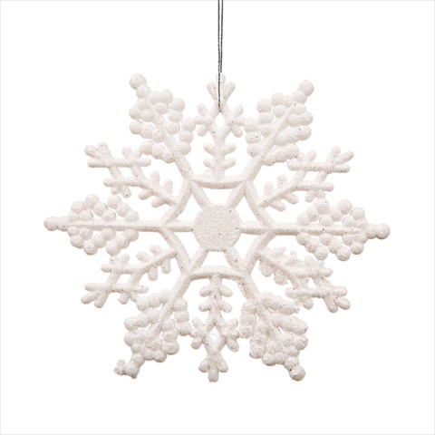 4 In. Club White Glitter Snowflake Christmas Ornaments, Pack - 24