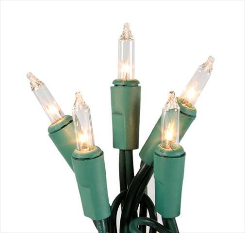 Battery Operated Clear Mini Christmas Lights - Green Wire, Set 10