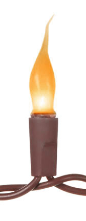 Fireside Amber Mini Silicone Flame Bulb Christmas Lights - Brown Wire, Set Of 100