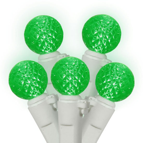 Green Led G12 Berry Fashion Glow Christmas Lights - White Wire, Set Of 50