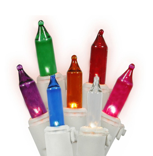 Set Of 50 Multi-color Led Mini Christmas Lights - White Wire