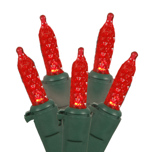 Set Of 70 Red Led M5 Mini Christmas Lights - Green Wire