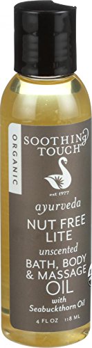 4 Ounce Ayurveda Organic Bath, Body & Massage Oil, Nut Free Lite Unscented