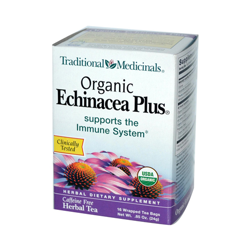 Organic Echinacea Plus Herbal Tea - 16 Tea Bags, Case Of 6