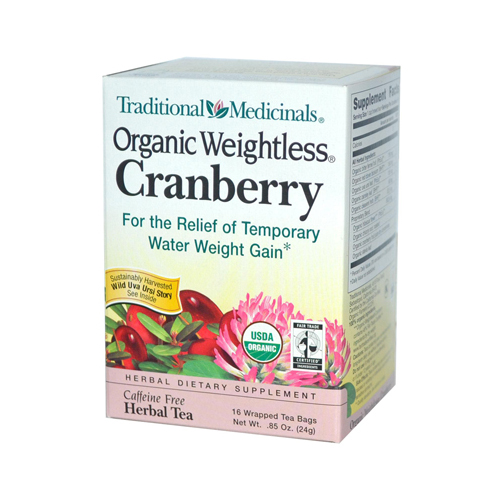 Traditional Medicinals Organic Weightless Cranberry Herbal Tea - 16 Tea Bags Case Of 6