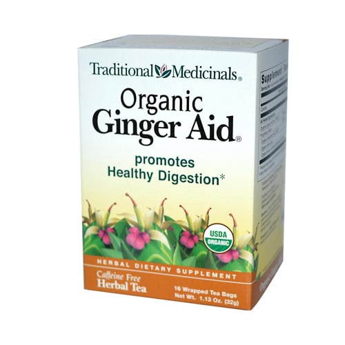 Organic Ginger Aid Herbal Tea - 16 Tea Bags, Case Of 6