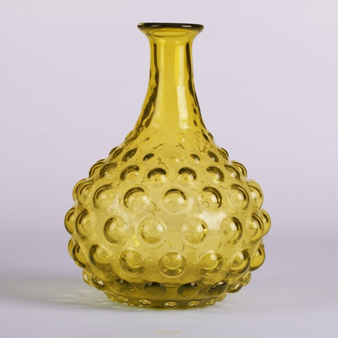 Round Hobnail Glass Vase - Amber