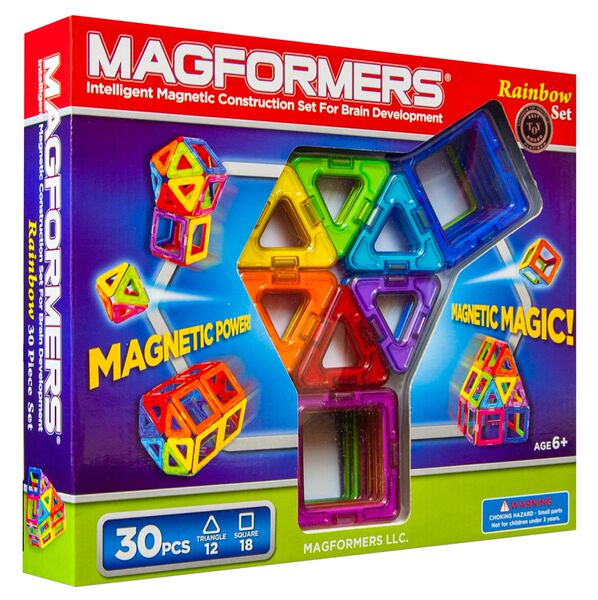 63076 Rainbow Magnetic Construction Set, 30-pieces