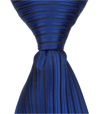 2386 B5 - 11 In. Zipper Necktie - Blue With Small Black Stripes, 24 Month To 4t