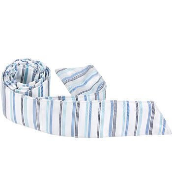 2899 B8 Ht - 42 In. Child Matching Hair Tie - White With Three Different Blue Stripes
