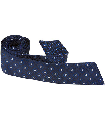 2859 B9 Ht - 42 In. Child Matching Hair Tie - Navy With Squares
