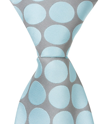 5204 Xb15 - 6 In. Newborn Zipper Necktie - Grey & Silver With Blue Polka Dots