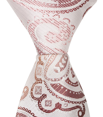 5210 Xn16 - 11 In. Zipper Necktie - White With Gold & Copper Paisley, 24 Month To 4t