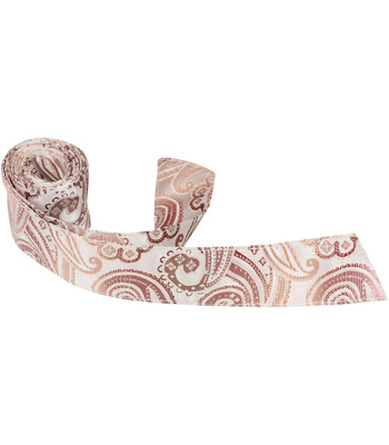 5357 Xn16 Ht - 42 In. Child Matching Hair Tie - White With Gold & Copper Paisley