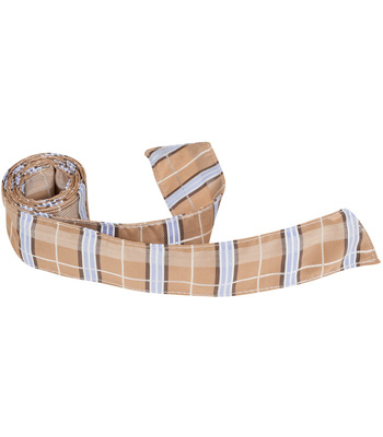 5387 Xn26 Ht - 42 In. Child Matching Hair Tie - Brown With Blue & White Plaid