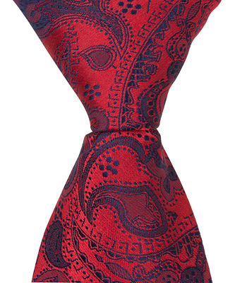 5194 Xr14 - 11 In. Zipper Necktie - Red With Blue Paisley, 24 Month To 4t