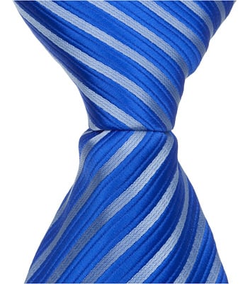 2437 B12 - 6 In. Newborn Zipper Necktie - Blue With Light Blue Stripes