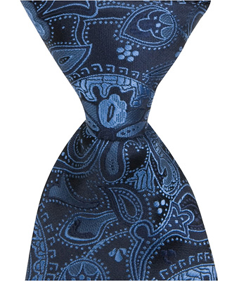 4139 B19 - 6 In. Newborn Zipper Necktie - Blue & Black Paisley