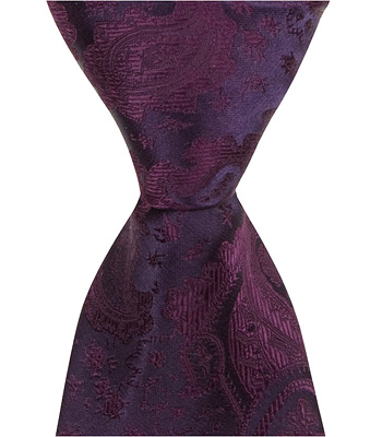 4299 L6 - 6 In. Newborn Zipper Necktie - Purple Paisley