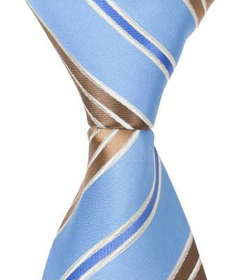 5163 Xb10 - 9.5 In. Zipper Necktie - Blue With Brown & Blue Stripes, 6 To 18 Month