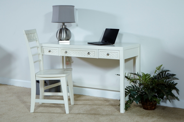 Amanda-dove Grey 1302-701801 Three Drawer Desk & Chair