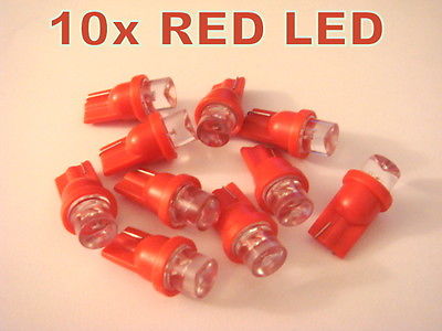 Red T10 Led Bulbs - Set Of 10