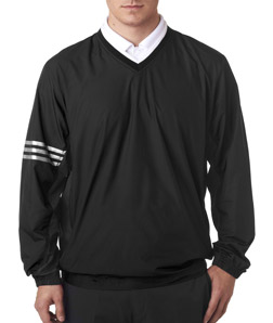 UPC 887777001566 product image for adidas A147 Mens ClimaLite Color Block V-Neck Windshirt - Black & Black Small | upcitemdb.com