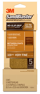 11320-g 320 Grit Sandpaper With No-slip Backing - Gold, Pack Of 5