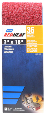 50190-038 3 X 18 In. Heat Ceramic Grain Sanding Belt, Red