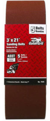 7020 3 X 21 In. Aluminum Oxide Sanding Belt, Assorted - 5 Pack