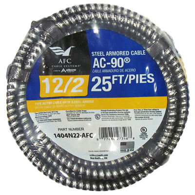 1404n22-afc 25 Ft. 12-2 Act Armored Cable, Steel Jacket