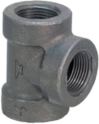 8700120606 1.25 In. Malleable Iron Pipe Fitting Black Tee