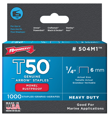 504m1 1000 Pack, T50 .25 In. Staples