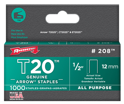 208 .5 In. T-20 Staples, Pack Of 1000