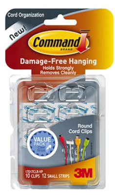 17017clr-vp Command Clear Round Cord Clip - 10 Pack