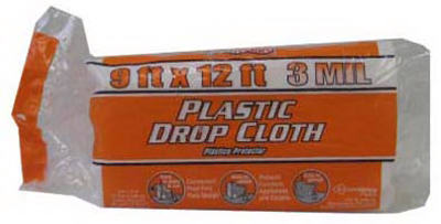 626248 3mil Extra Heavy Duty Plastic Drop Cloth, 9 X 12 Ft