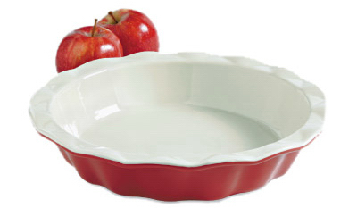 04412 9 In. Red Exterior Ceramic Pie Plate