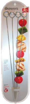 24460 12 In. Chrome Plated Flat Skewer, 4 Pack