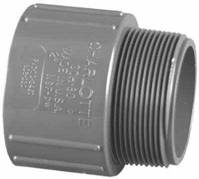 Pvc 08109 1400ha 1.50 In. Pvc Schedule 80 Male Pipe Thread Adapter, Gray