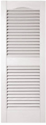 010140039001 15 X 39 In. Vinyl Arched Top Center Rail Louvered Shutters, White